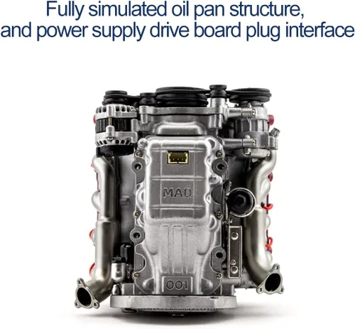 Vista 8 de ZOSTER V8 Modelo de motor de combustión interna MAD RC Simulación Dinámica Kit Versión Modelo de motor para AX90104 SCX10Ⅱ Capra VS4-10 Pro/Ultra
