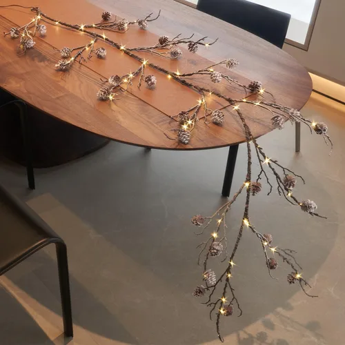 Vista 11 de Fudios Guirnalda helada iluminada con temporizador, 48 luces LED, batería de 6 pies o enchufe USB para decoración de manto, guirnalda de ramitas