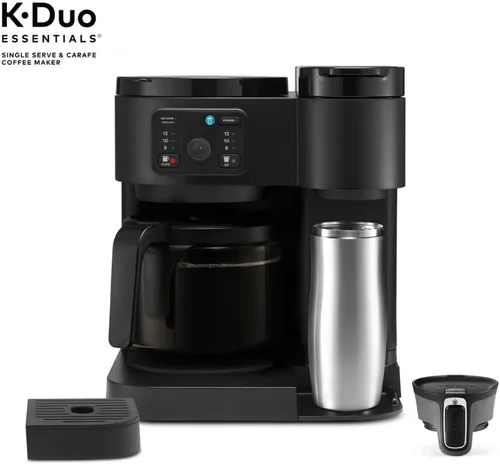 Vista 8 de K-Duo Essentials Coffee Maker for Hot and Iced Drinks, Single Serve KCup Pod Brewer and 12 Cup Carafe Drip Coffee Pot, 72 oz Water Reservoir,Pause &