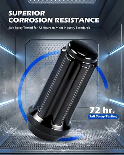 Vista 3 de OMT - Paquete de 32 tuercas de rueda 9/16-18, tuercas negras de 9/16 x 18 pulgadas de alto, asiento de cono de transmisión con enchufe compatible