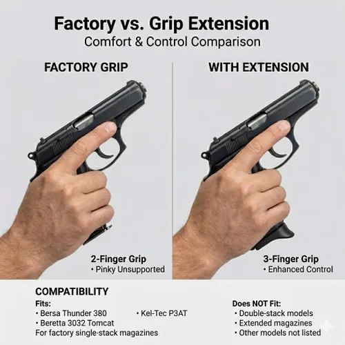 Vista 2 de Paquete de 2 extensiones de agarre para Beretta 3032 Tomcat, Kel-Tec P3AT Bersa 380