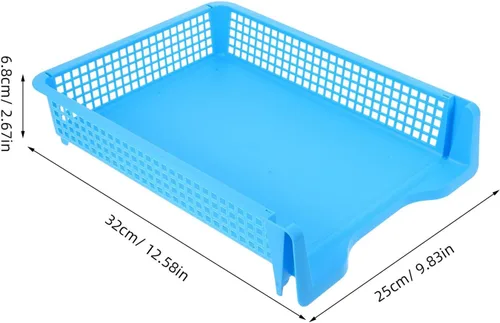 Vista 2 de Unomor 3pcs Stackable Plastic Desk Paper Organizer Tray Space-Saving Office File Storage Basket for Desktop Document Letter and Notebook