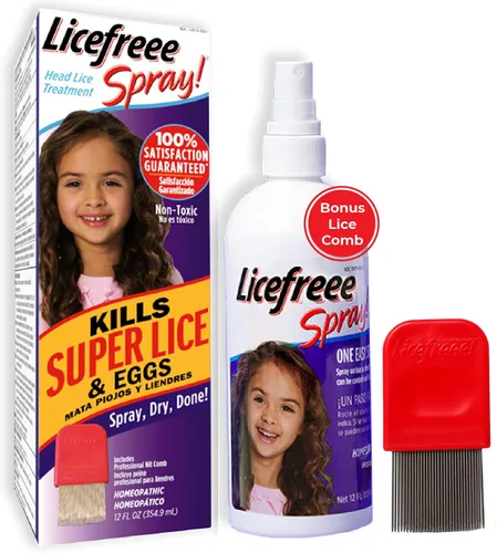 Licefreee Spray Tratamiento contra piojos tamaño familiar para niños y adultos, spray contra piojos fácil de usar que mata piojos de la cabeza,
