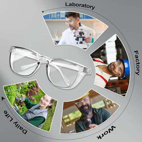 Vista 7 de RTBOFY Ansi Z87.1 Clear Safety Glasses With Side Shields Anti Fog Scratch Resistant Stylish Eye Protection For Men