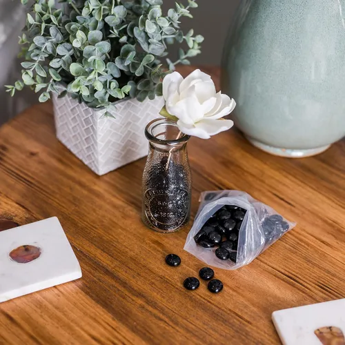 Vista 7 de Galashield Mármoles de vidrio plano negro para jarrones, piedras preciosas de vidrio de piedra negra, relleno de jarrón