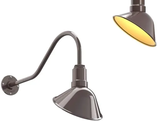 Vista 46 de Steel Lighting Co. Luz de Letrero de Tienda Venice para Pared de Acento de Restaurante Exterior Cúpula de 9 pulgadas Brazo Recto de 6 pulgadas