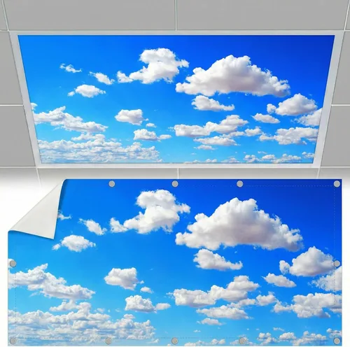 Vista 15 de Cubiertas de luz fluorescente para luces de techo, cubierta magnética de nube para lámparas fluorescentes o LED de 2 pies x 4 pies para aula, hogar