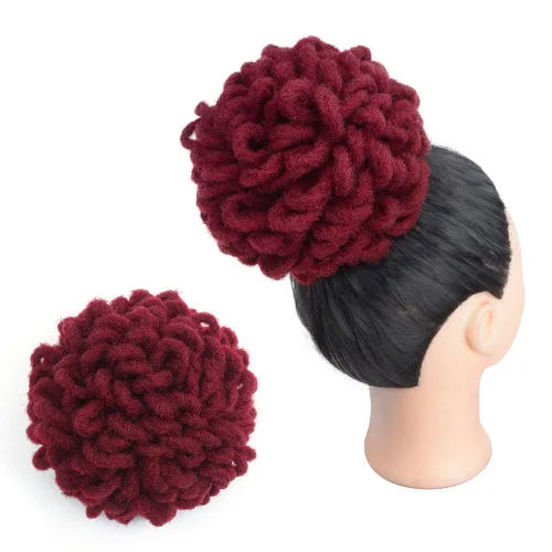 Vista 21 de Yinmei Baibian - Coleta de cabello rizado con cordón, coleta afro con nu locs, trenzas, coleta sintética con clip para extensiones de cabello para 2#
