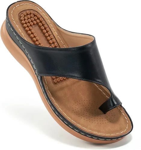 Aomigoct Zapatos de cuña para mujer, sandalias con cómoda plantilla acolchada, sandalias ortopédicas para mujer, sandalias elegantes de verano para