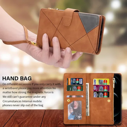 Vista 5 de UEEBAI Funda para Samsung Galaxy A53 5G, Funda de piel sintética retro a prueba de golpes con función de soporte de ranuras para tarjetas, cierre