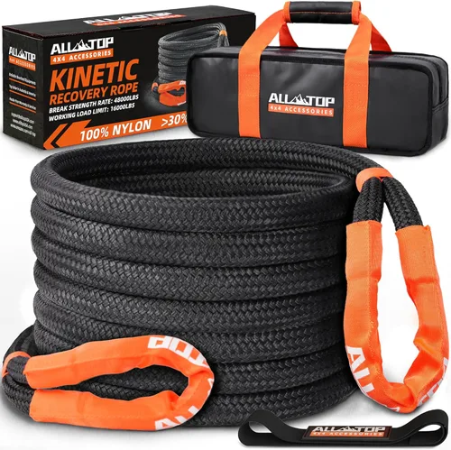 Vista 11 de Kit de recuperación cinética de ALL-TOP con 2 grilletes suaves, 21772 kg, 2.54 cm x 6.1 m, resistencia pesada con +30% de elasticidad, límite