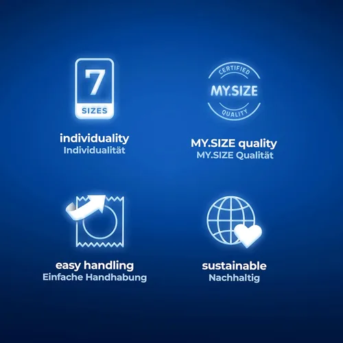 Vista 4 de My.Size Condoms Trial Pack - cada paquete de prueba contiene 3 x 3 piezas. de los 60, 64, 2.717 in (9 condones en total)