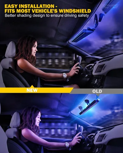 Vista 6 de LUMENIX Barra de luces estroboscópicas de emergencia LED para salpicadero con controlador, parabrisas, visera, advertencia de seguridad, luz