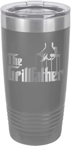 Vista 16 de THE GRILLFATHER BLACK Vaso de bebida de 20 oz con pajita Taza de viaje grabada con láser con citas para asar Comparar con Yeti Rambler La