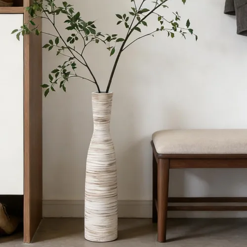 Vista 10 de ALMA Jarrón de suelo alto negro para hierba de las pampas, jarrón gris extra grande de 18 pulgadas para decoración del hogar, jarrones de cerámica