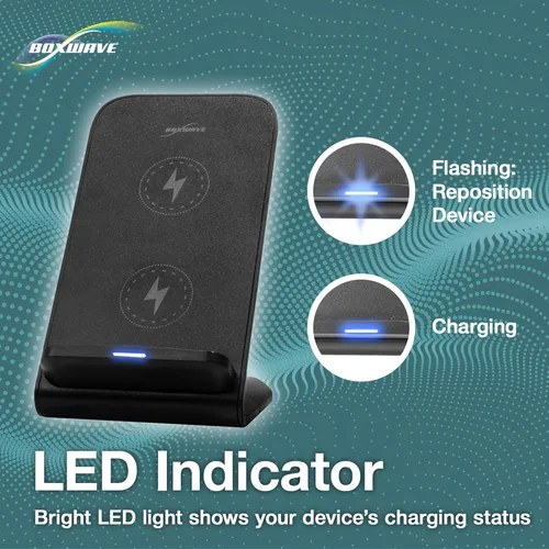 Vista 7 de BoxWave Cargador compatible con LG G8 ThinQ - Soporte inalámbrico de carga rápida (15 W), carga inalámbrica Qi de visualización de escritorio, negro