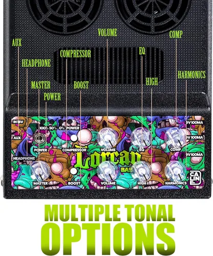 Vista 3 de Caline Amplificador de bajo, amplificador de graves portátil de 20 W para bajo, compresor, efecto de aumento, mini amplificador combinado de graves