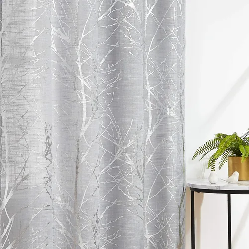 Vista 28 de FMFUNCTEX Cortinas de lino semitransparentes para dormitorio, cortinas blancas y negras de 45 pulgadas de largo para sala de estar, cortinas