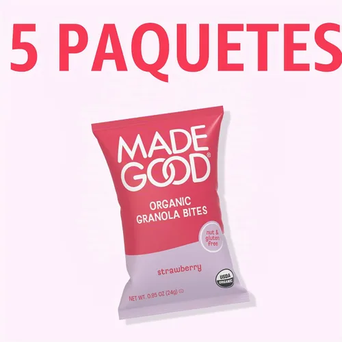 Vista 8 de MadeGood - Bocaditos orgánicos de granola de fresa, 5 unidades x 0.85 onzas