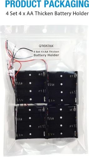 Vista 5 de QTEATAK Paquete de 4 soportes de batería AA gruesos con conector a presión estándar tipo I con cable