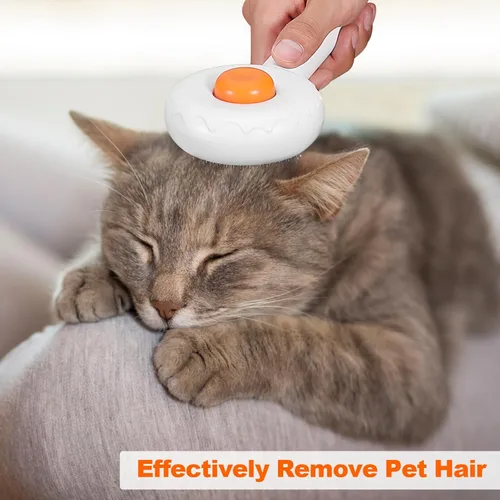 Vista 7 de Cepillo de aseo deslizante autolimpiante para mascotas, cepillos de gato para gatos de interior, herramienta de peine para perros para quitar