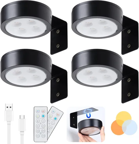 Vista 17 de Paquete de 2 luces inalámbricas para cuadros de pared, luz para cuadros recargable que funciona con batería con control remoto, luz regulable