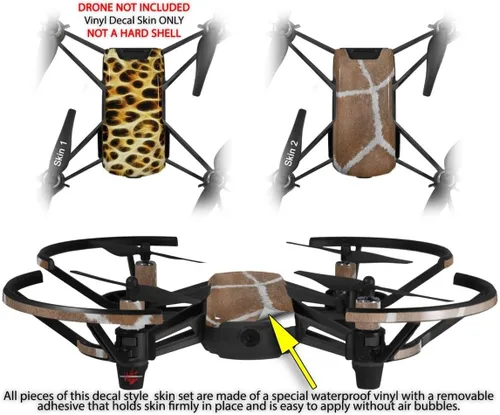 Vista 2 de Paquete de 2 calcomanías para DJI Ryze Tello Drone de piel fractal de leopardo no incluido