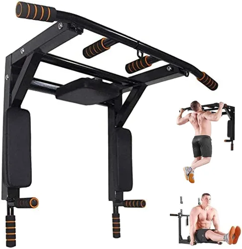 Vista 10 de ptlsy Wall Mounted Pull Up Bar Multifunctional with Multi-grip Chin Up Bar Heavy Duty Dip Station for Home Gym Indoor Workout, Fitness Equipment