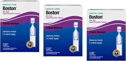 Bausch & Lomb Boston One Step Limpiador enzimático líquido, removedor de proteínas, 0.1 fl oz (paquete de 3)