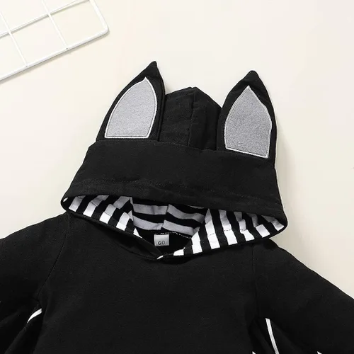 Vista 3 de My First Halloween Outfits Recién Nacido Bebé Niño Bat Cosplay Disfraz Bebé Bebé Bebé Sudadera Mameluco Mameluco