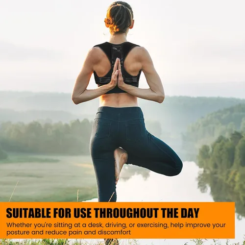 Vista 4 de TrelaCo Paquete de 2 correctores de postura ajustables para la parte superior de la espalda, enderezador de espalda para hombres, correa de postura