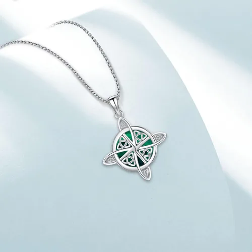 Vista 2 de Wiccan Jewelry - Collar de nudo celta de plata de ley 925, joyería celta para mujer, concha de abulón, collar de turquesa, collar de amuleto