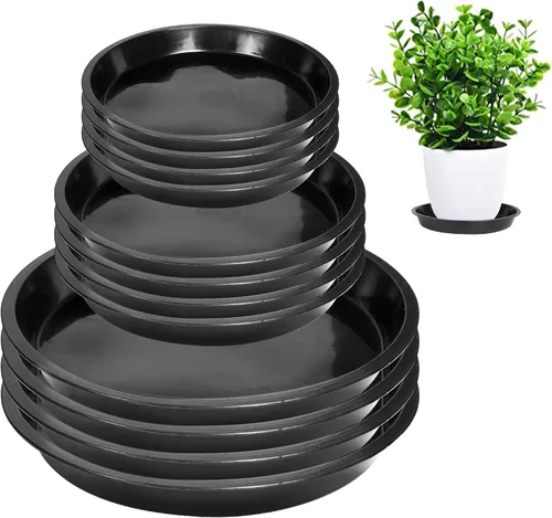 PeoMev Platillo para plantas de 6, 8 y 10 pulgadas, paquete de 12 bandejas redondas de plástico para plantas de jardín de interior y exterior,