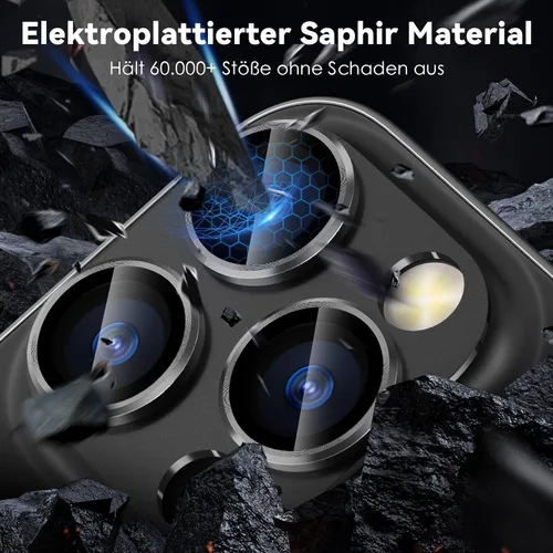 Vista 6 de CloudValley Protector de lente de cámara para iPhone 14 Pro/iPhone 14 Pro Max, vidrio templado 9H metal aluminio [diseño todo en 1], compatible