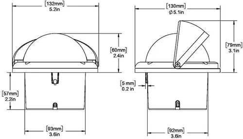 Vista 2 de Brújula, montaje empotrado, 3.75 combinado, negro