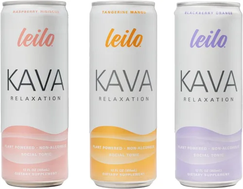 Vista 13 de LEILO Bebida Espumosa Relajante a Base de Kava Sabor Mora y Naranja 12-Pack – Bebida Tranquilizante Sin ALC Latas de 12 onzas líquidas