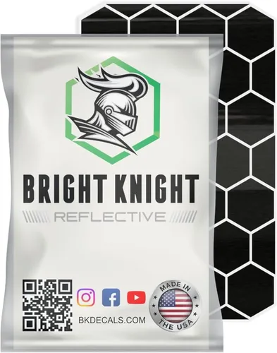 Vista 2 de BRIGHT KNIGHT DECALS Adhesivos hexagonales reflectantes para casco de motocicleta. Calcomanías de casco de motocicleta naranja de 1 pulgada hechas