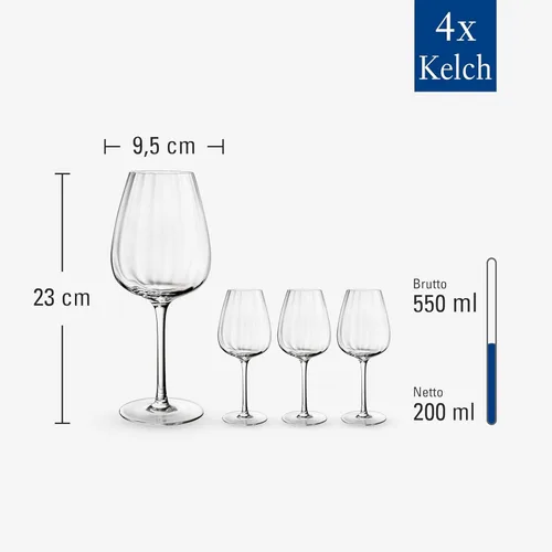Vista 3 de Villeroy & Boch Rose Garden - Copa de vino tinto, juego de 4, 6.75 onzas, cristal de cristal, transparente