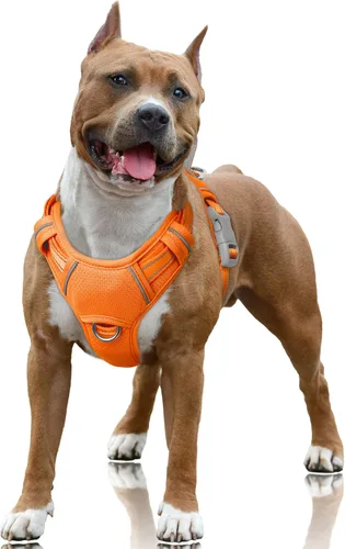 Vista 21 de BARKBAY Arnés para Perro Sin Tirones Talla Grande Arnés Reflectante para Perro con Clip Frontal y Asa de Control Fácil para Caminar Entrenar Correr