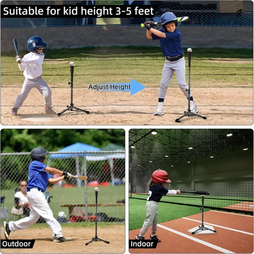 Vista 9 de Kids Baseball Tee, 20.87 to 31.29 Inches Batting Tees for Baseball with Carry Bag, Portable Stable Baseball Tees for Hitting, Tripod Tanner Tee for