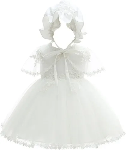 Vestido de bautizo para niña, vestido de princesa, vestido de boda, vestido de bautizo, juego de 3 piezas