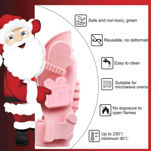 Vista 4 de Paquete de 3 moldes de silicona para chocolate de Navidad, molde de hornear de Navidad, copo de nieve, árbol de Navidad, muñeco de nieve, hombre
