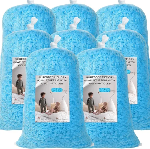 Vista 16 de Relleno de puf, relleno de espuma viscoelástica triturada de 5 libras, relleno de silla de puf, recarga de relleno para puf, relleno de saco