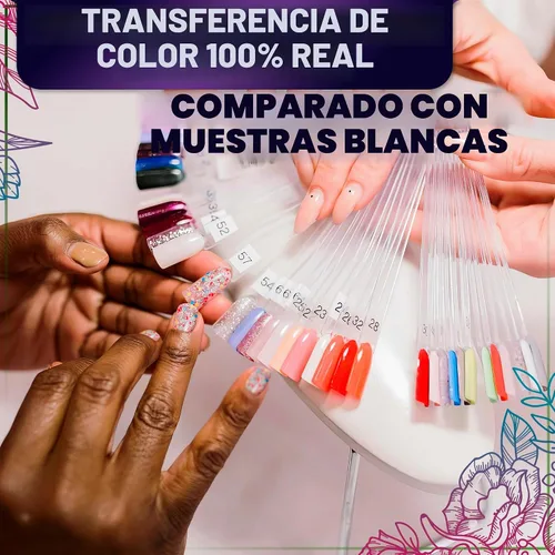 Vista 8 de 100 barras de muestra de uñas para esmalte de gel, acrílico, 2 anillos de metal 100 barras de esmalte de uñas acrílico transparente