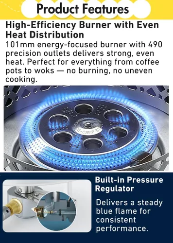 Vista 3 de CAMPINGMOON - Estufa portátil para acampar con soporte para ollas OD-4/OD-4-ST