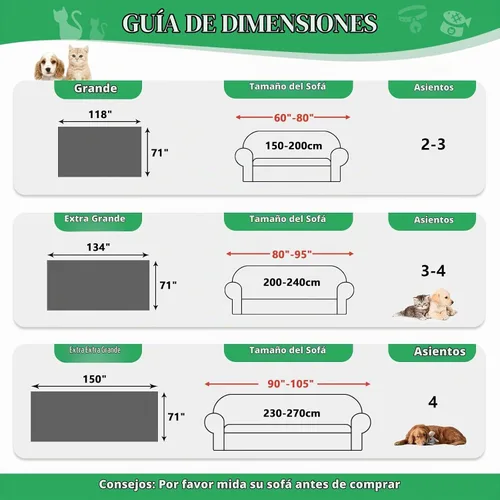 Vista 7 de Funda de sofá para sofá de 2 a 3 cojines, apta para mascotas, resistente al agua, antiarañazos de gatos, protector de muebles seccional