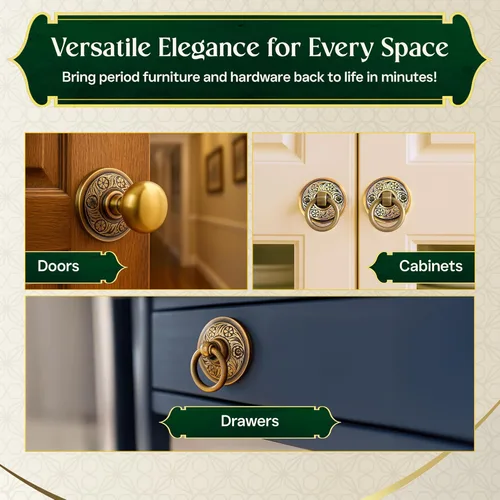 Vista 7 de Renovators Supply Manufacturing Par de rosetas de pomo de puerta de 2.38 pulgadas de latón antiguo decorativo para puerta