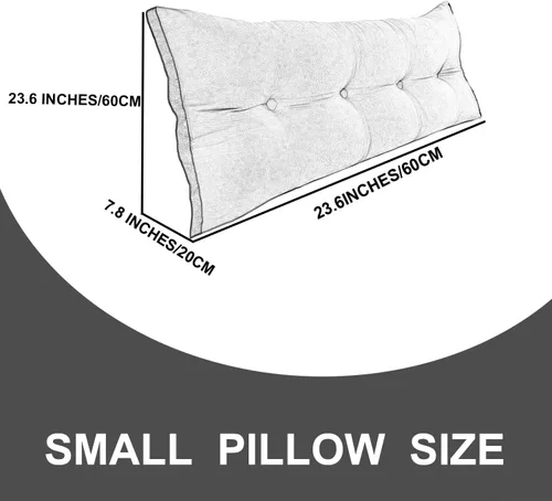 Vista 6 de Almohada de cama de lectura con cuña, almohada de forro polar de algodón, almohada grande para cabecero, respaldo de cama, cojín de apoyo de Azul