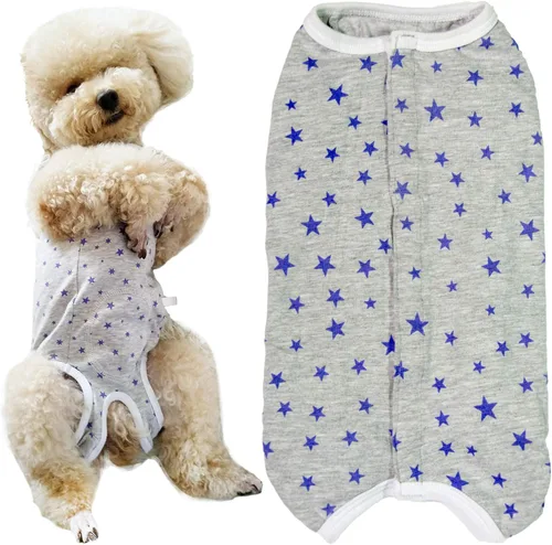 Vista 16 de Kukaster Pet Traje quirúrgico para perros – Mameluco de recuperación para perros después de la cirugía, cachorro esterilizado hembra/macho, ropa