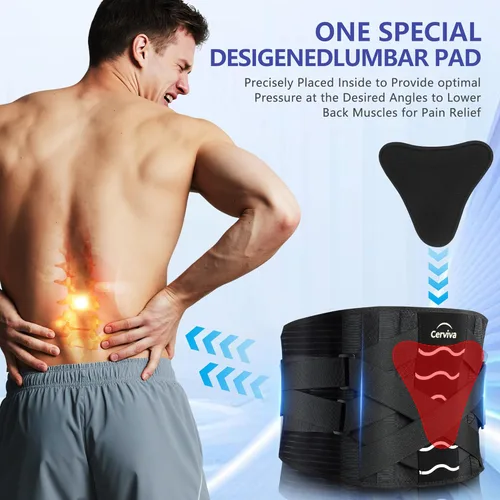 Vista 2 de Cinturón de soporte lumbar para dolor de espalda, ciática, escoliosis, hernia de disco, correas de apoyo ajustables para la parte inferior